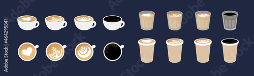 Fotografia Coffee ceramic, paper cups, glass beaker
