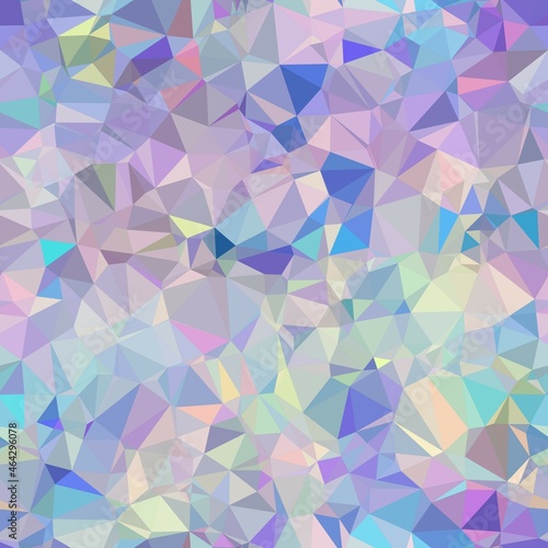 Seamless iridescent triangle pattern for surface pattern print. High quality illustration. Blue and purple holographic vivid trendy swatch. Funky contemporary graphic tile for background or textile.