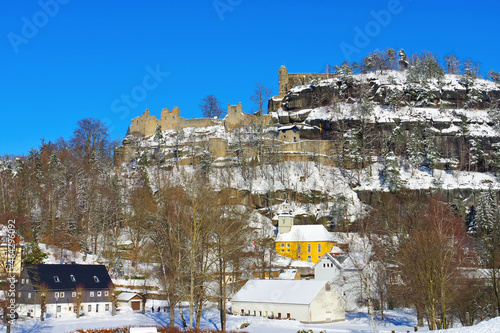 Zittauer Gebirge, Oybin im Winter - Zittau Mountains, the town Oybin in winter with many snow photo