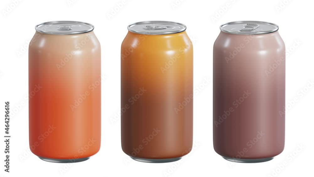 Realistic seamless looping 3D animation of three spinning autumn seasonal coffee drink cans rendered in UHD with alpha matte Realistic seamless looping 3D animation of three spinning autumn seasonal coffee drink cans rendered in UHD with alpha matte