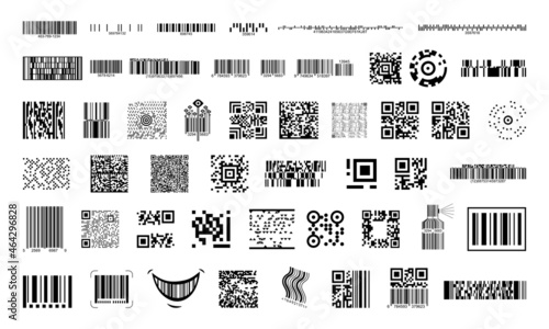 Vector collection of black barcodes.