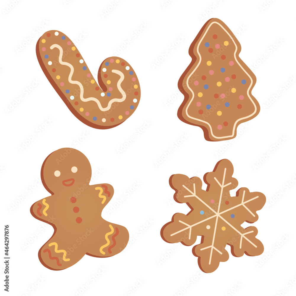 Christmas cookies collection with gingerbread figures. Hand drawn vector illustration. Christmas cookies collection with gingerbread figures. Hand drawn vector illustration.