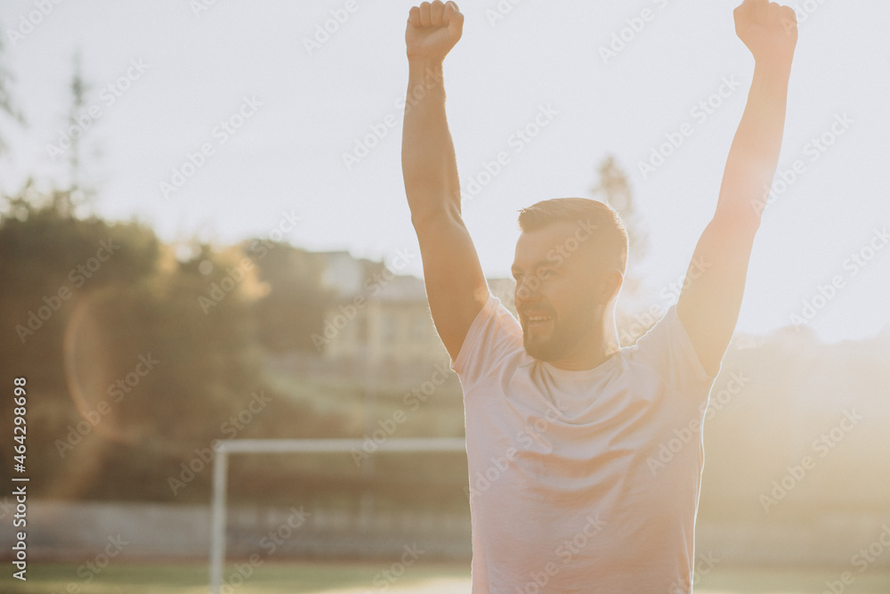Man spectator watching football game Man spectator watching football game