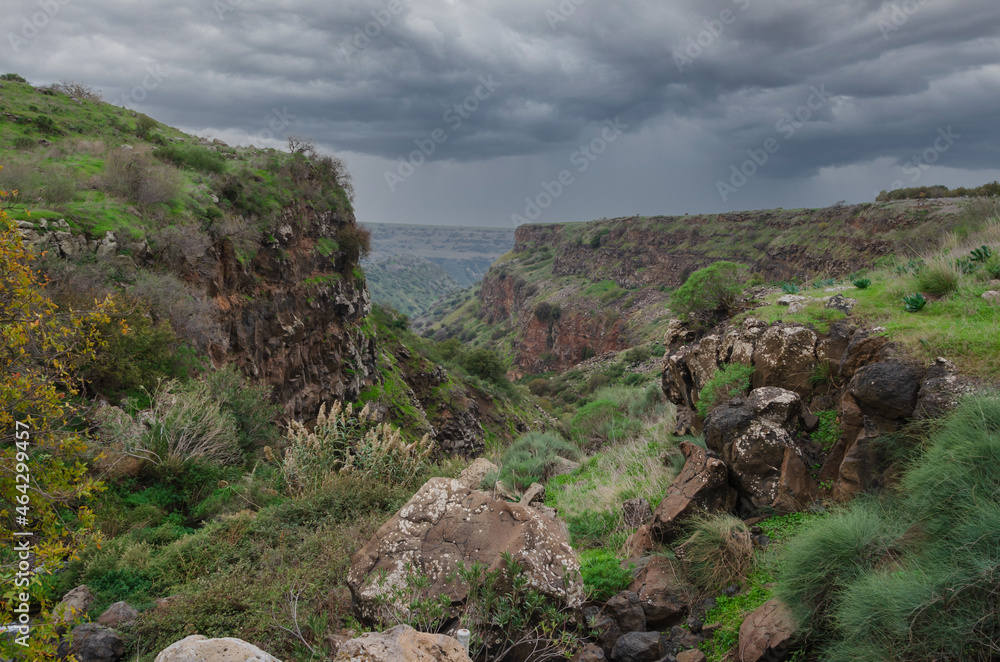 landscapes with mountain views on the Golan Heights in Israel