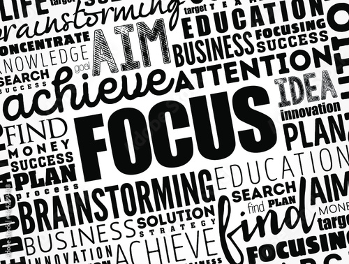 FOCUS word cloud collage, business concept background