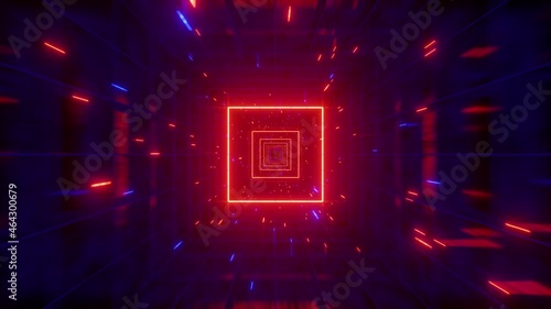 Glowing star tunnel straight zoom 3d photo