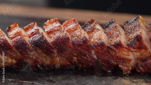 Electric grill marinating pork belly