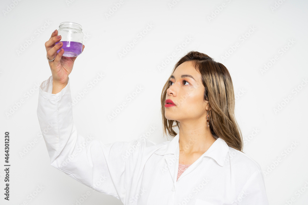 Female Scientist Researcher in white background Female Scientist Researcher in white background