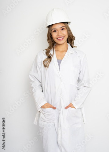 Happy Woman Engineer with Safety Helmet
