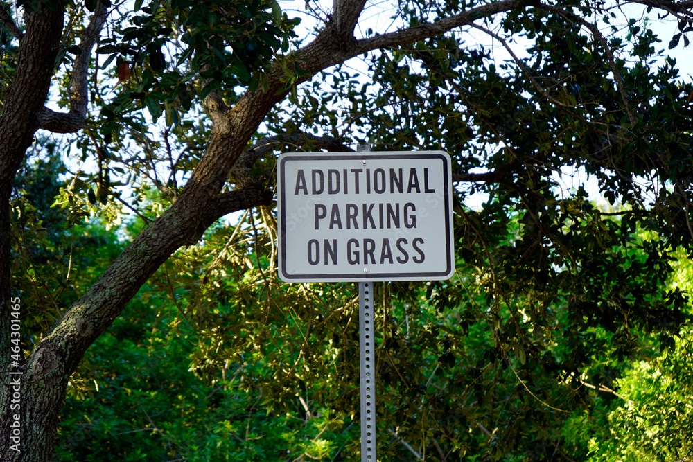 additional parking on grass sign