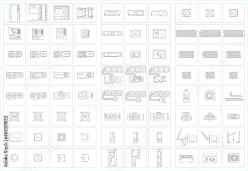 VERSION 2 (see Version 6 Out Now with nearly 400 icons including all of these) - PC Components Icon Set - contains 80 Computer Parts and Computer Peripherals icons - ALL fully editable