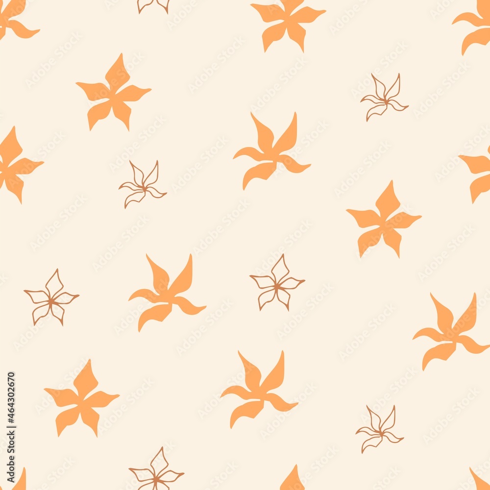 Seamless vector pattern with abstract flowers in boho style Seamless vector pattern with abstract flowers in boho style