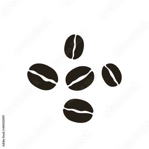 Simple Brown Coffee Beans Icon isolated on White Background. Flat Vector Illustration Design Template Element.