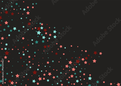 Bright multi-colored stars scattered on a dark background. Festive background. Design element. Vector illustration, EPS 10.