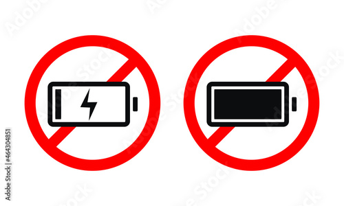 No battery icon. Battery charge prohibited. Illustration vector