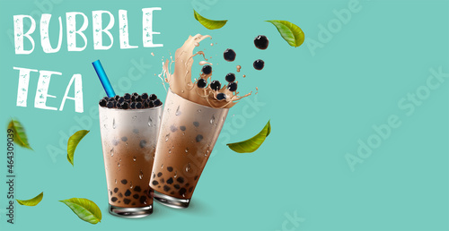 Bubble milk tea, Pearl milk tea , Different sorts of Boba. Yummy drinks. Ads with delicious tapioca.  Restaurant cafe menu, template design. Food flyer. Chalk board, retro menu restaurant poster. 