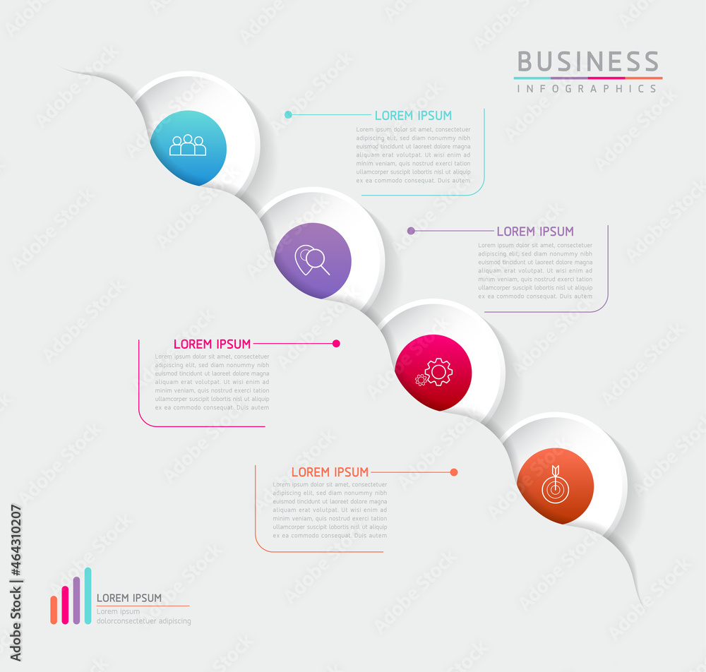 Fototapeta premium Vector illustration, infographics design, template, marketing, information, with 4 options or steps