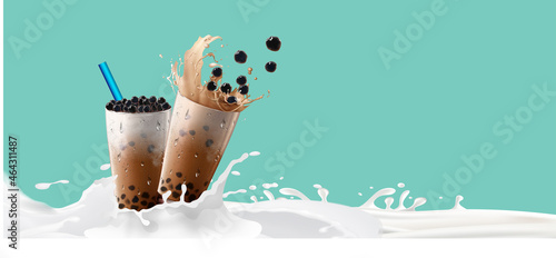 Bubble milk tea, Pearl milk tea , Different sorts of Boba. Yummy drinks. Ads with delicious tapioca.  Restaurant cafe menu, template design. Food flyer. Chalk board, retro menu restaurant poster. 
