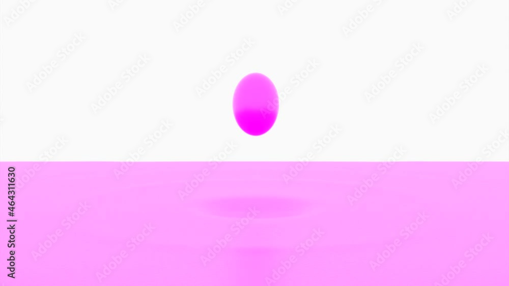 Bouncing colored ball on water surface. Design. Looped animation of