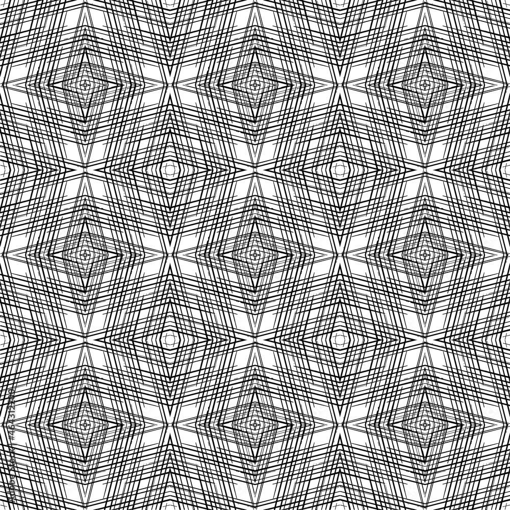 Seamless Geometric, Geo, Pattern Of Uneven Lines, Black And White ...