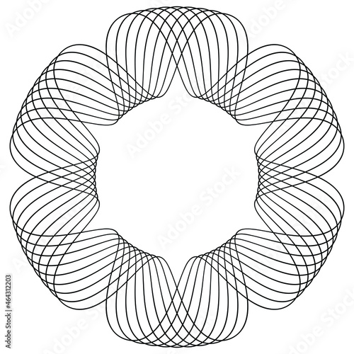 Guilloche Pattern, Round Shape From Spiral Lines, Circle Rosette Pattern, Round Border Frame
