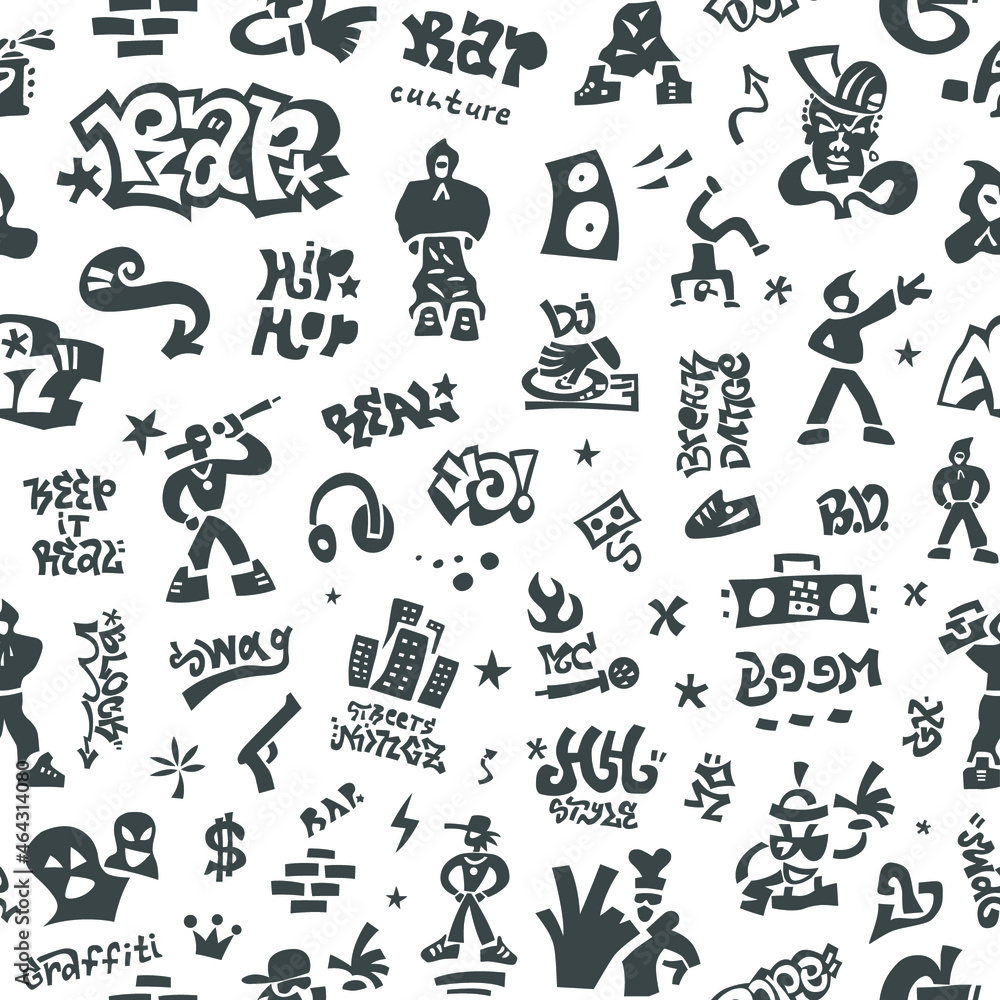 Fototapeta premium rap music ,graffiti style seamless vector background