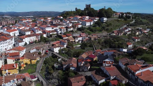 Bragança Parque urbano do Rio Fervença, vista aérea no troço do Bairro dos Batocos até ao morro do Castelo