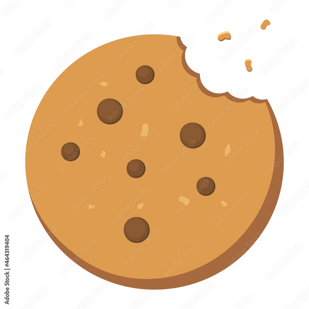Homemade Oatmeal Cookie with chocolate crumb. Flat Style. Traditional chocolate chip cookie for logo, sticker, print, recipe, menu, package, bakery design and decoration Homemade Oatmeal Cookie with chocolate crumb. Flat Style. Traditional chocolate chip cookie for logo, sticker, print, recipe, menu, package, bakery design and decoration