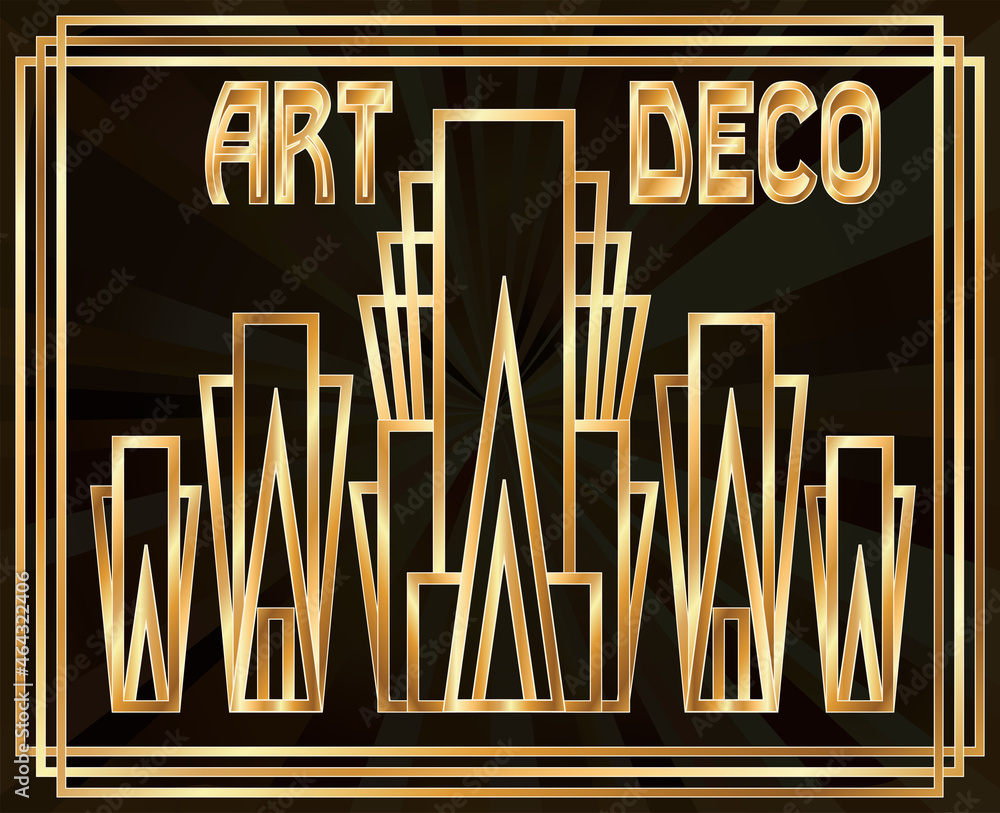 Fototapeta premium VIP golden banner in style art deco, vector illustration