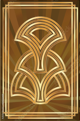 Art deco golden card, vector illustration