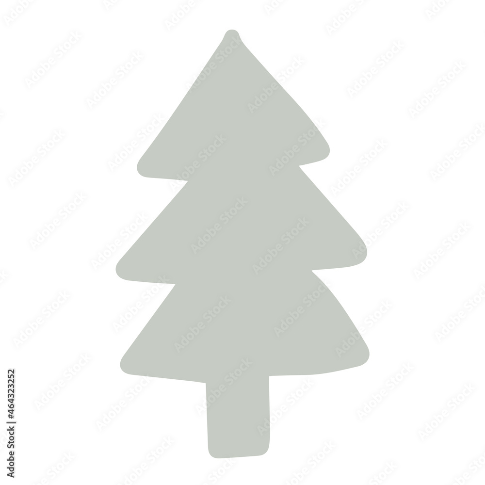 Simple minimalistic Christmas tree hand drawn childish doodle. Festive New Year, winter holiday clip art design element vector isolated on white background Simple minimalistic Christmas tree hand drawn childish doodle. Festive New Year, winter holiday clip art design element vector isolated on white background