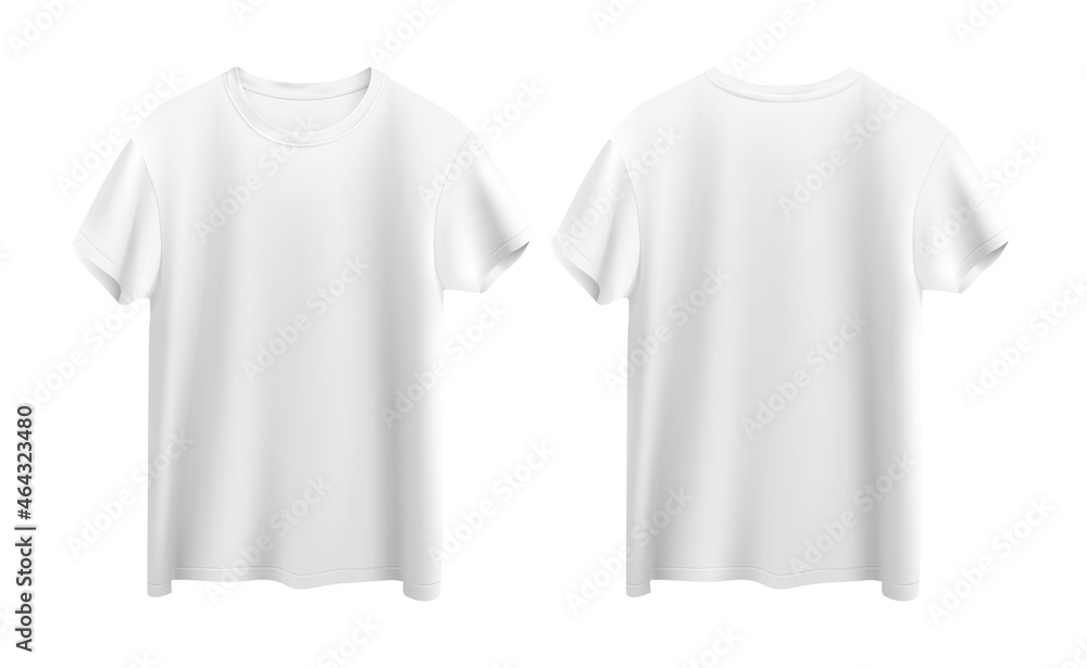 white t-shirt isolated on white background front and back view white t-shirt isolated on white background front and back view