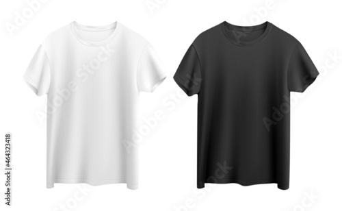 white and black t-shirt isolated on white background front view