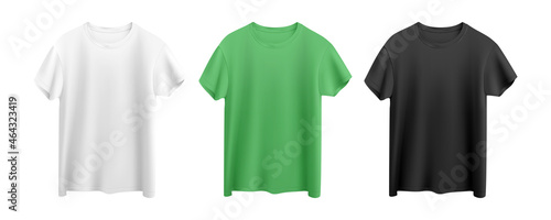 white, green and black t-shirt isolated on white background front view