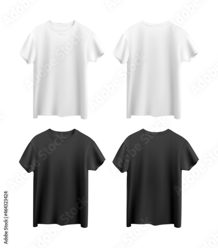 white and black t-shirts isolated on white background
