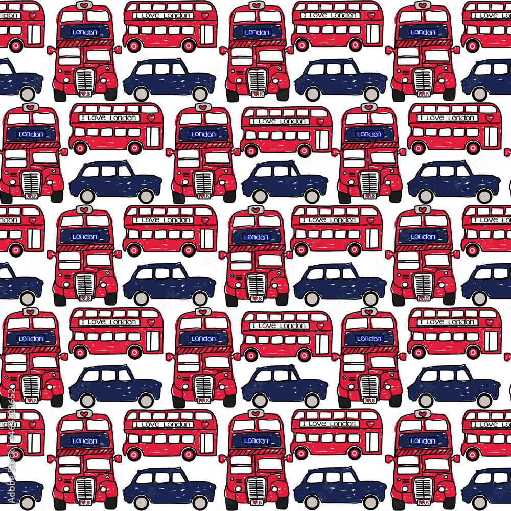 London Seamless Pattern for party, anniversary, birthday. Design for banner, poster, card, invitation and scrapbook. Hand Draw London Seamless Pattern for party, anniversary, birthday. Design for banner, poster, card, invitation and scrapbook. Hand Draw