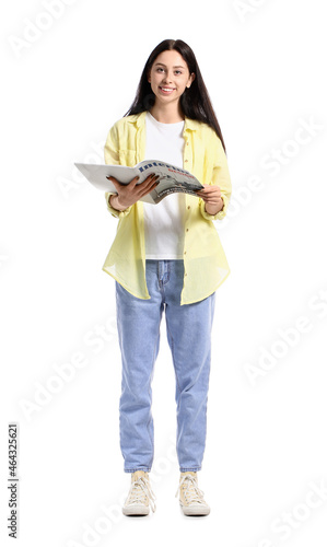 Beautiful teenage girl read...