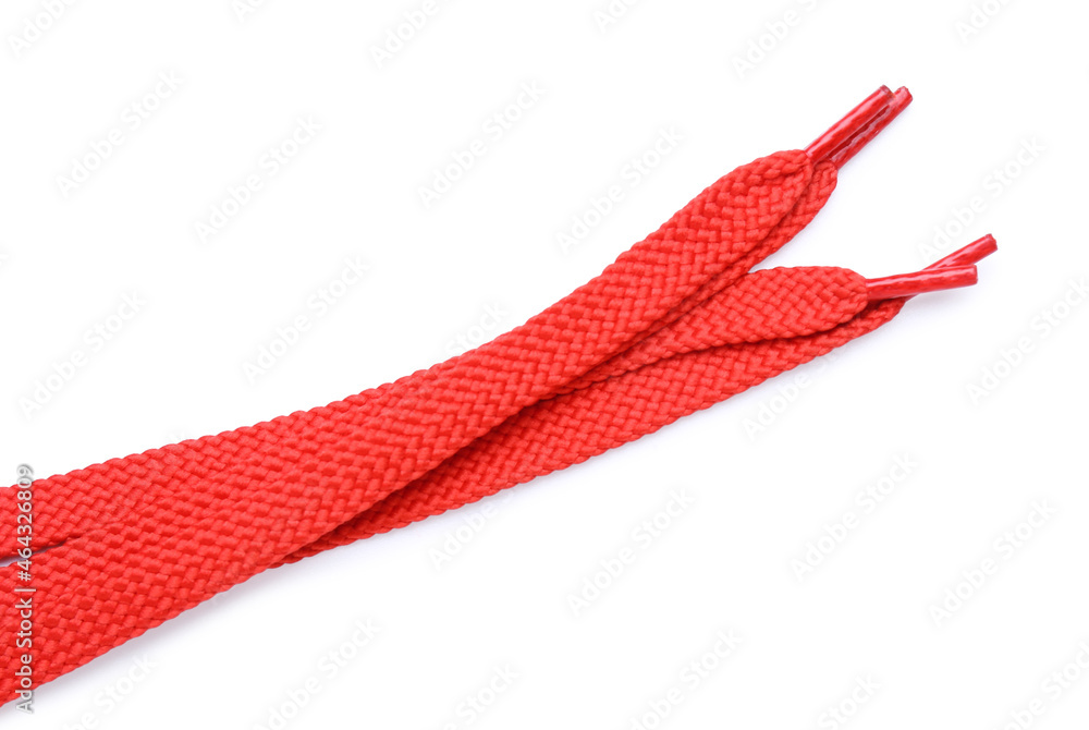 Red shoe laces isolated on white background Red shoe laces isolated on white background