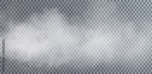 White smoke puff isolated on transparent black background. PNG. Steam explosion special effect. Effective texture of steam, fog, smoke png. Vector.