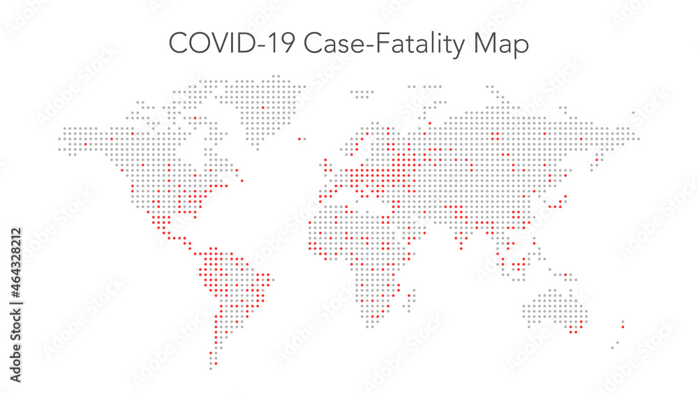 Naklejka premium Dotted Infographic Fatality Cases Map of Coronavirus COVID-19