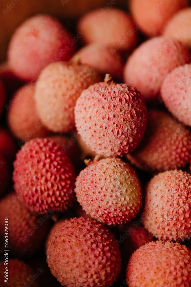 Close up of tropical lychee at the market Close up of tropical lychee at the market