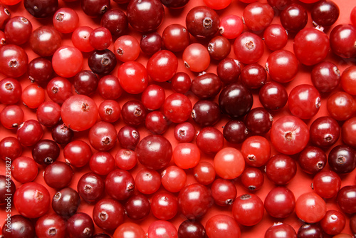 Tasty fresh cranberries as background