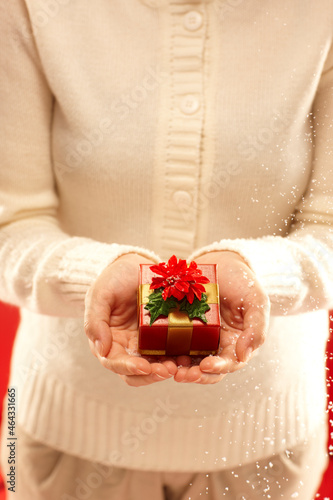 クリスマスのプレゼントボックスを持つ女性の手 photo