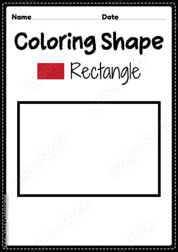 Rectangle coloring page for preschool, kindergarten & Montessori kids to practice visual art drawing and coloring activities to develop creativity, focus and motor skills.
