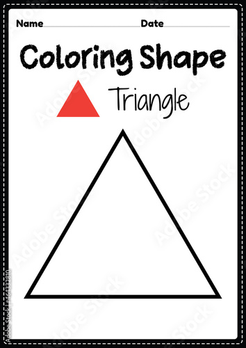 Triangle coloring page for preschool, kindergarten & Montessori kids to practice visual art drawing and coloring activities to develop creativity, focus and motor skills.