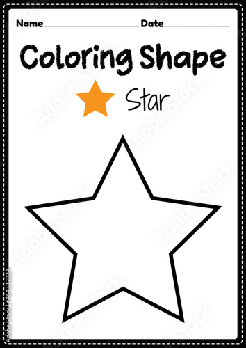Star coloring page for preschool, kindergarten & Montessori kids to practice visual art drawing and coloring activities to develop creativity, focus and motor skills.