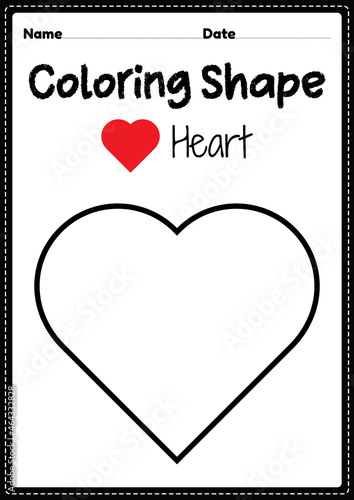 Heart coloring page for preschool, kindergarten & Montessori kids to practice visual art drawing and coloring activities to develop creativity, focus and motor skills.