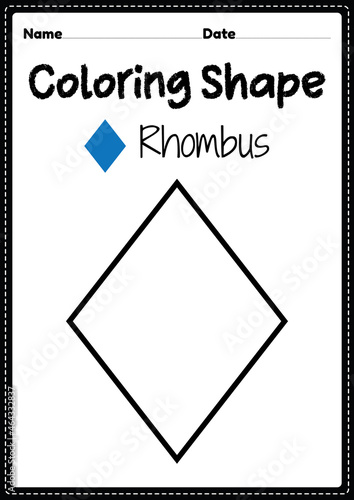 Rhombus coloring page for preschool, kindergarten & Montessori kids to practice visual art drawing and coloring activities to develop creativity, focus and motor skills.