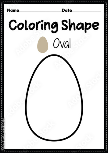 Oval coloring page for preschool, kindergarten & Montessori kids to practice visual art drawing and coloring activities to develop creativity, focus and motor skills.