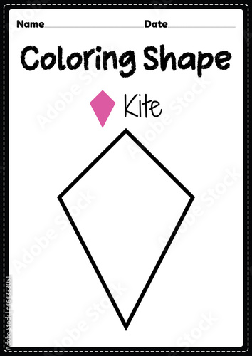 Kite coloring page for preschool, kindergarten & Montessori kids to practice visual art drawing and coloring activities to develop creativity, focus and motor skills.